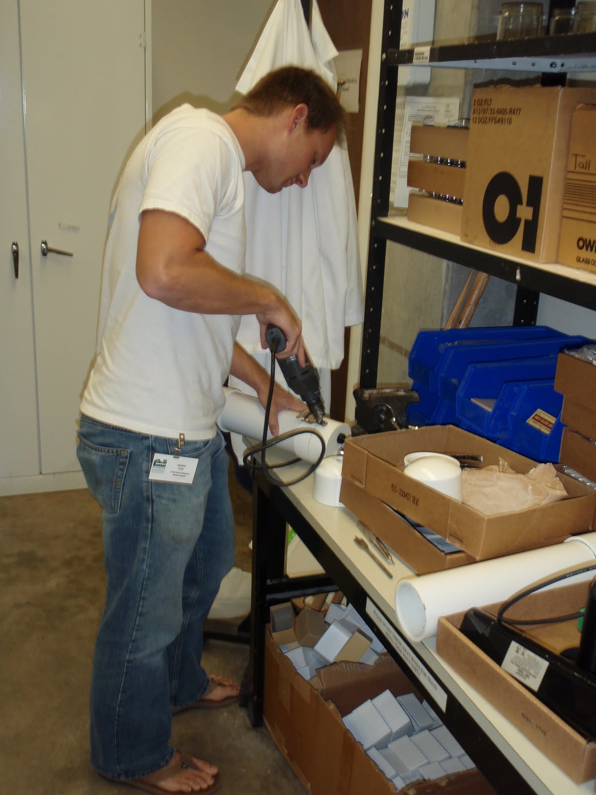 Derek building a battery case