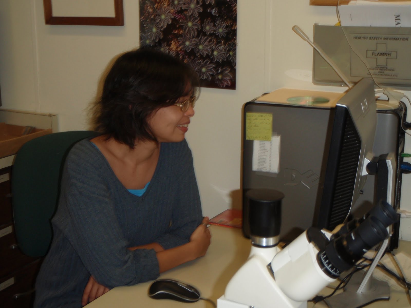 Machel sitting at the computer