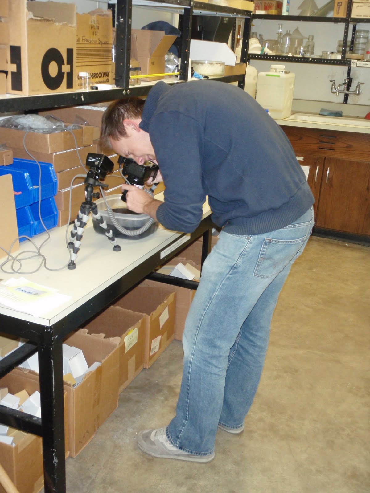 Derek taking specimen photos in the lab