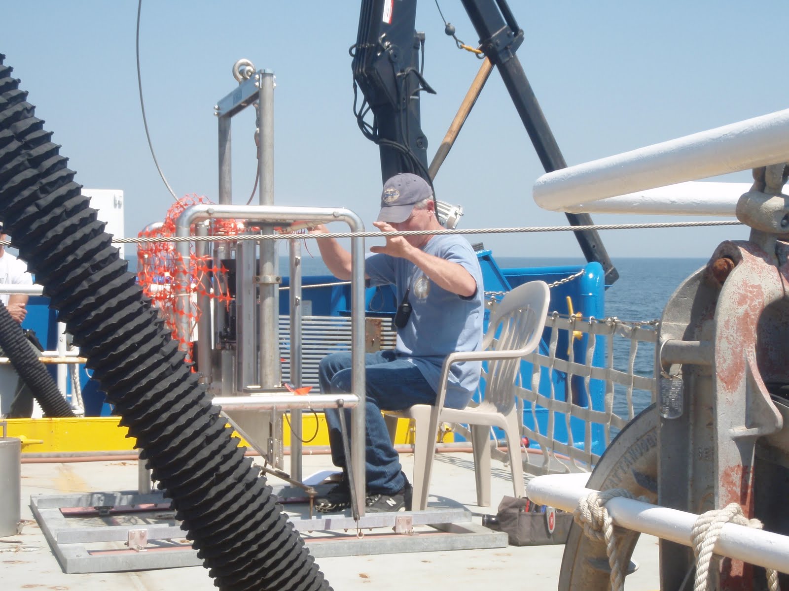 camera apparatus on deck getting worked on