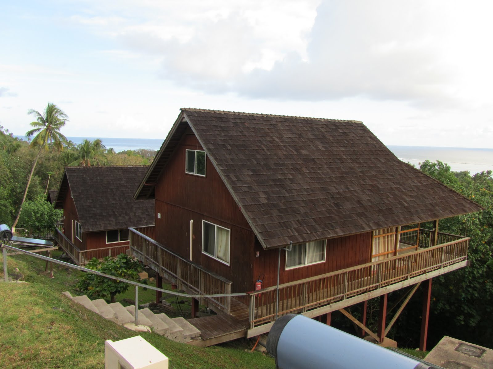 two hillside bungalows in daytime