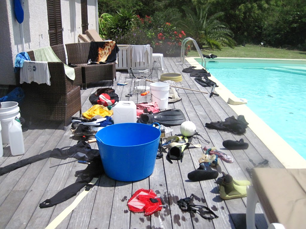 gear on the pool deck