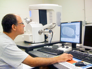 George takes an ostracod image with the UF Geology Department SEM. George takes an ostracod image with the UF Geology Department SEM.