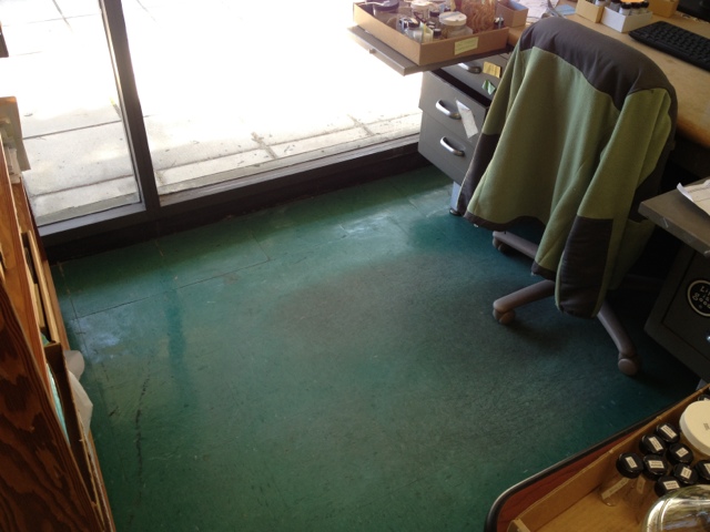 empty floor around Mandy's desk