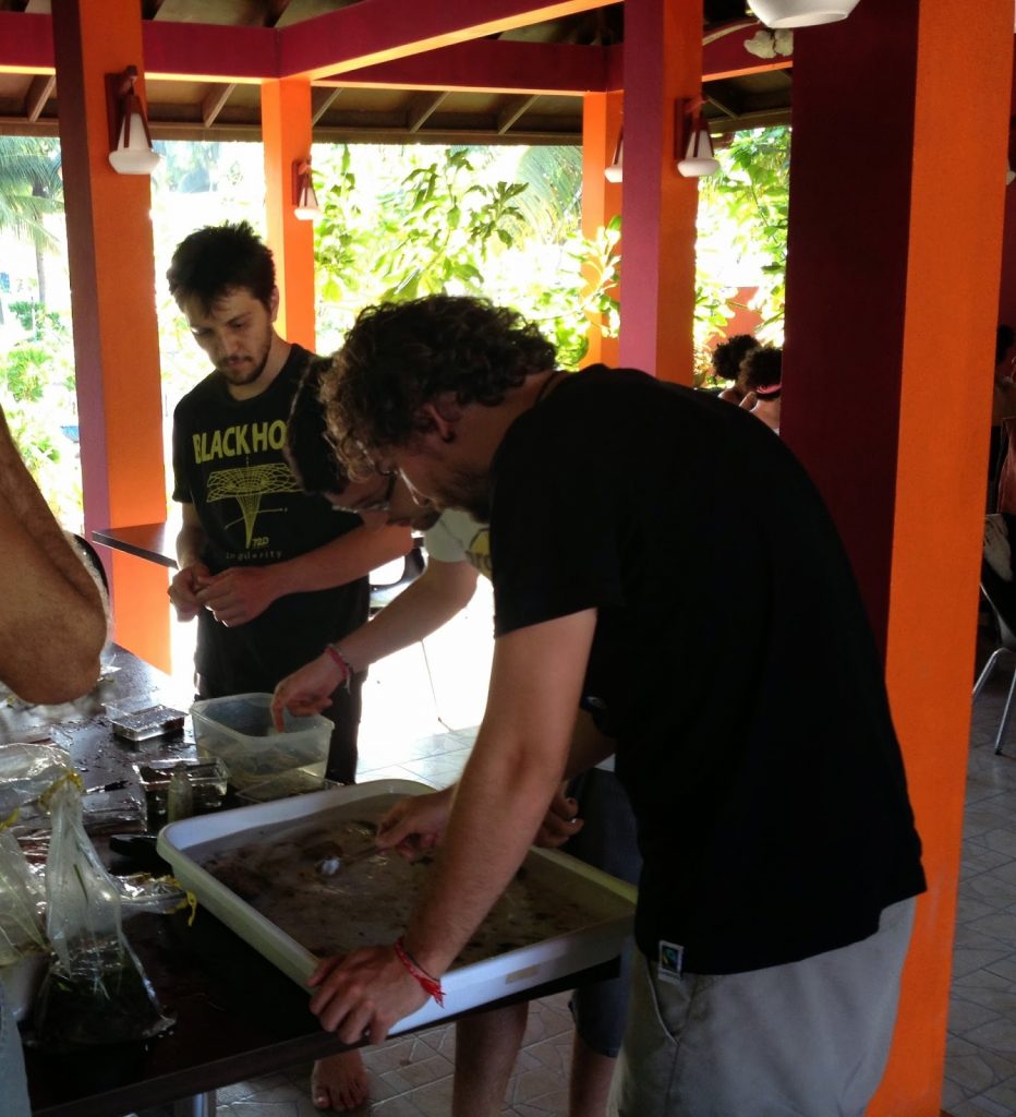 students sorting and processing samples