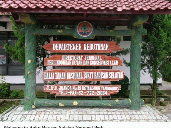 sign for the Bukit Barisan Selatan National Park