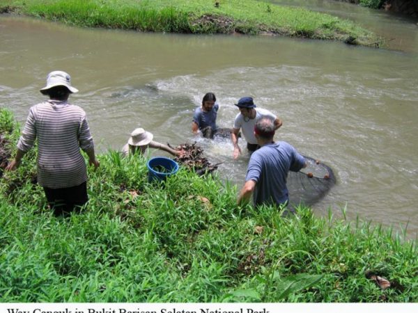 working on Indonesian river bank