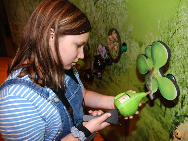 person interacting with exhibit