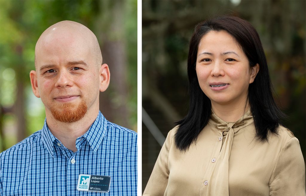 two headshots of people outside