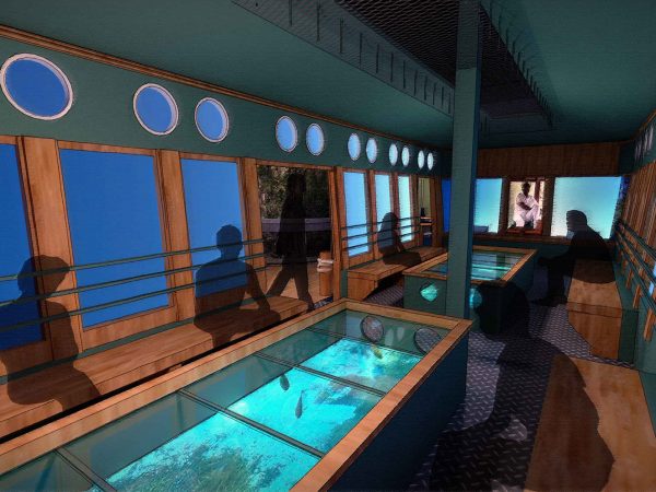 rendering of a glass bottom boat experience