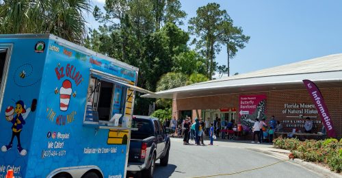 food truck in front of museum
