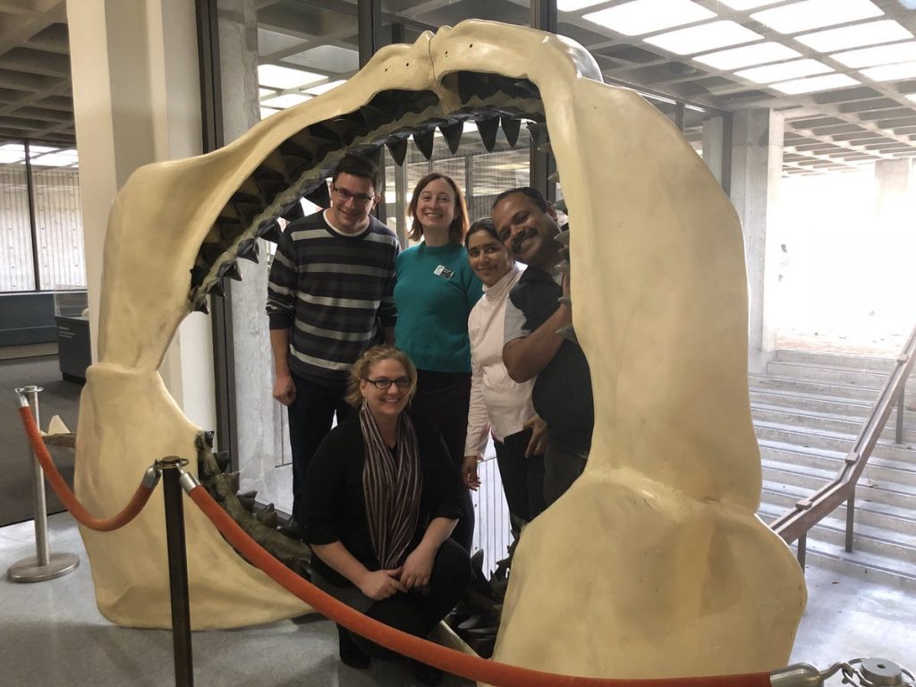 Guralnick Lab Selfie in megolodon jaws