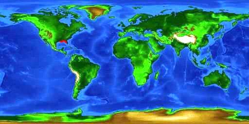 World distribution map for the gulf sturgeon