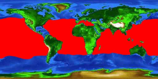 World distribution map for the oarfish