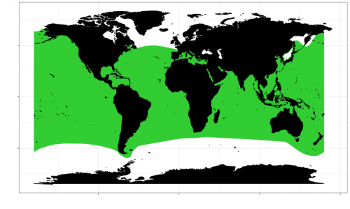 World distribution of the white shark. Map © Chondrichthyan Tree of Life