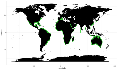 World distribution of the dusky shark. Map © Chondrichthyan Tree of Life