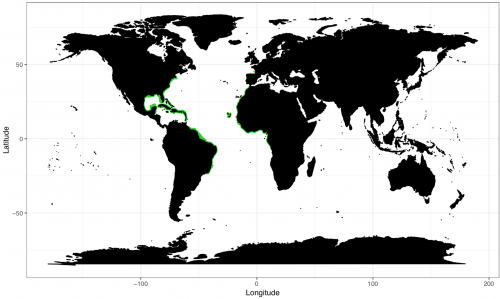 World distribution for the nurse shark. Map © Chondrichthyan Tree of Life