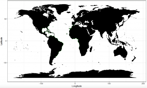 World distribution for the smalltooth sawfish. Map © Chondrichthyan Tree of Life