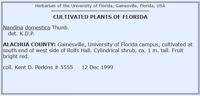 Label Example Cultivated Plants of Florida