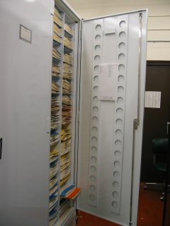 open cabinet that holds the herbarium specimens