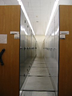storage cabinets that house the herbarium specimens