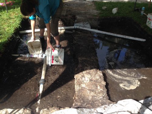 aiming pipe leak into bucket