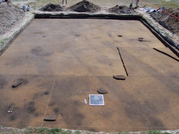 Timber mud sleeper stains and associated postmolds, Block 4, 8-SJ-31