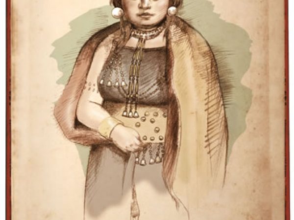 Artist's rendering of Timucua Cacica Doña María Melendez, ca. 1600. Drawing by Bill Celander