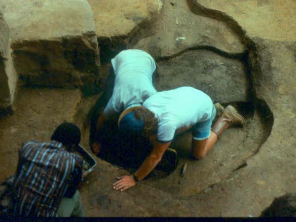 Excavation of the burial pit feature