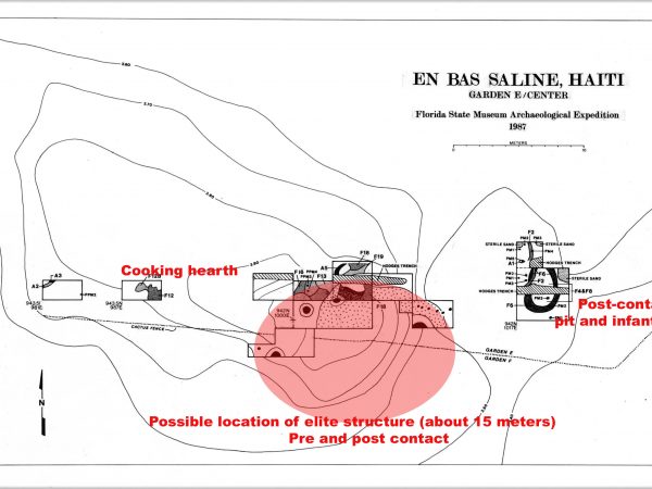 Archaeological features on the central mound