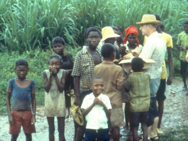 Dr. William Hodges with En Bas Saline residents