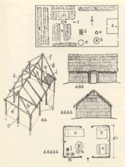 Drawing of a settler's house in sixteenth century St. Augustine