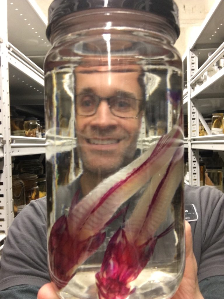Rob selfie with fish in jar