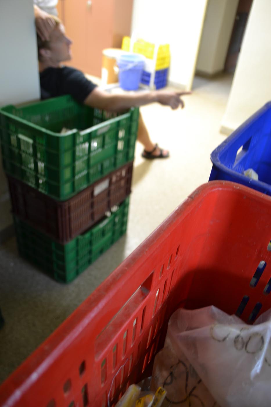  Samples are housed in plastic crates, carefully labeled and arranged by date and location.