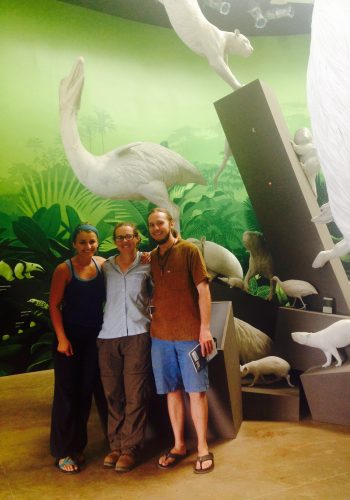 Posing with some prehistoric animals at the BioMuseo. [L-R: Sonia, Sophie, Adam]