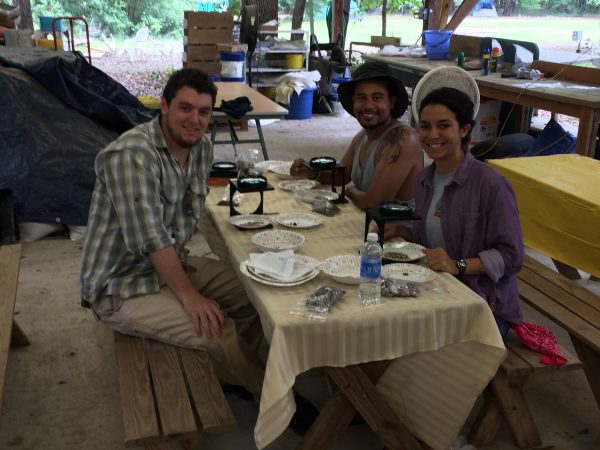 Nathan, Justy, and Ariel picking through matrix.