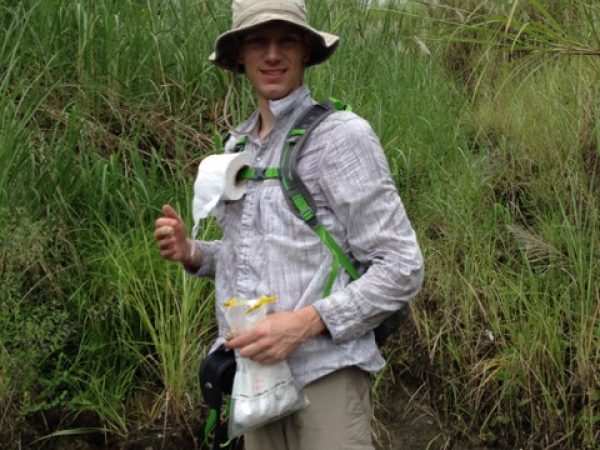 Post doc Adiël Klompmaker keeps his paleo-paper easily accessible for fossil-wrapping. Photo by C. Robins.