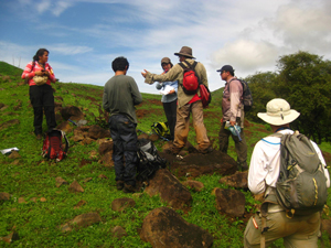 Our group of geologists embarked on a quest to find bedrock exposures in the countryside of rural Panama. Led by Camilo Montes, University of Colombia Bogota. Photo courtesy of Gina Roberti. 