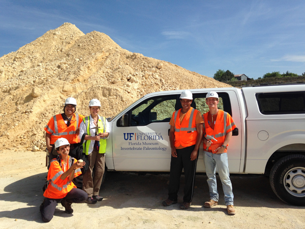 The Summer 2015 field interns at Haile Quarry. From left to right: Gina Roberti, Isaac Magallanes, Paris Morgan, museum intern Will Tifft, and Michael Ziegler. (Photo courtesy of Will Tifft)