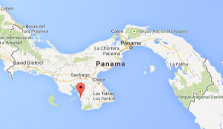 Map of Panama with Torio on the Azuero Peninsula marked in red. © Map from Google Maps.