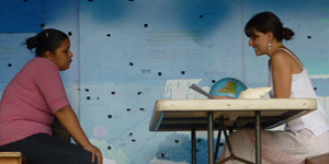 Interviews with visitors at Punta Culebra Nature Center in Panama. © Photo by Carson Phillips.