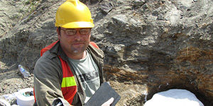 Carr after making a plaster jacket at Centenario bridge. © Photo by Stephanie Lukowski.