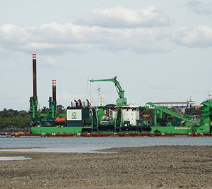 Dredging at the entrance of Panama Canal. © Photo by Austin Hendy.