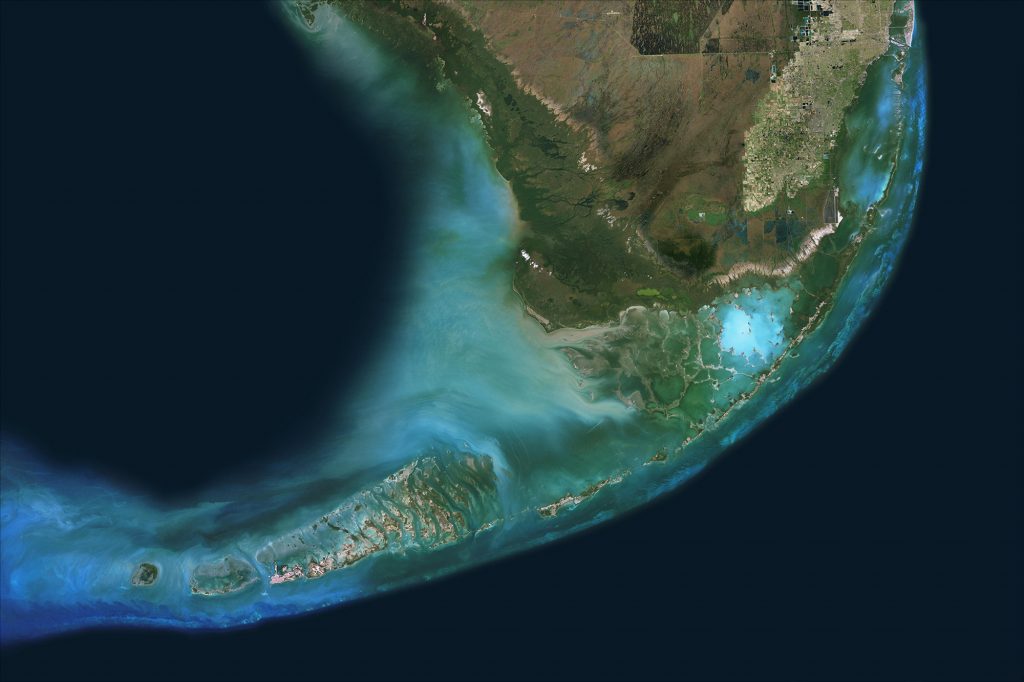 Satellite view of the Florida Keys.