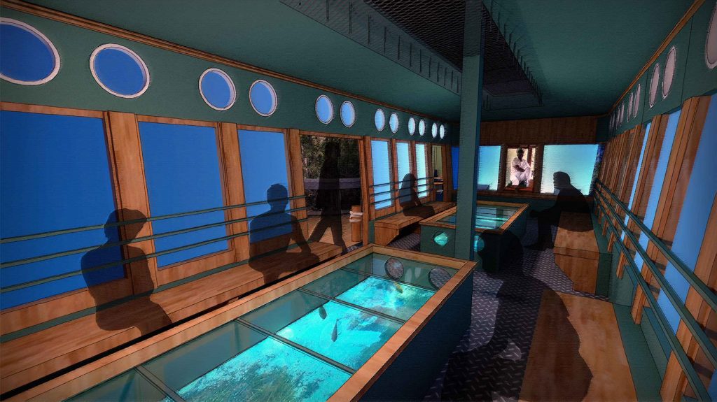 rendering of a glass bottom boat experience