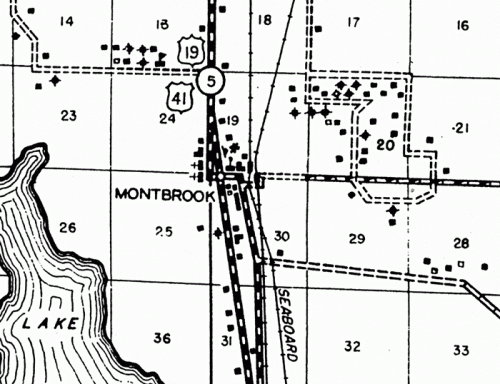 Florida Highway Map of Montbrook from 1936