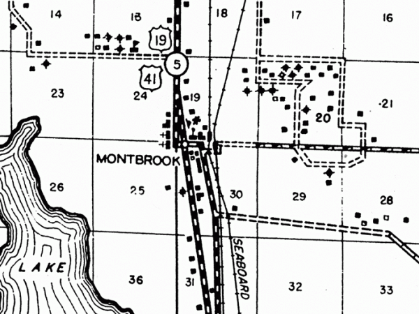 Florida Highway Map of Montbrook from 1936