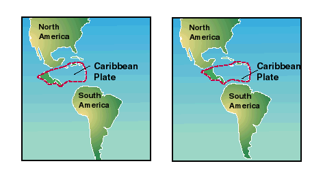 diagram showing shift of Caribbean tectonic plate