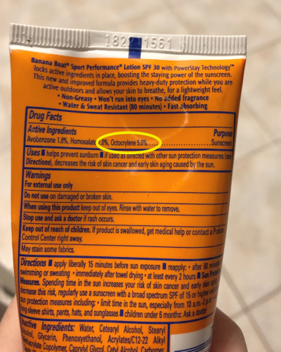 Sunscreen with Octocrylene