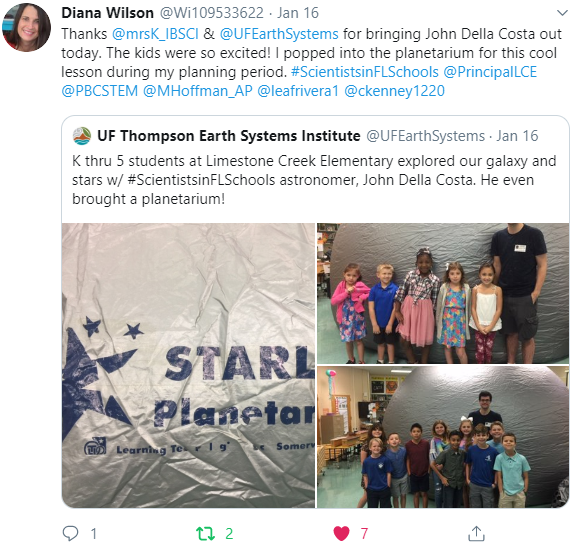 Limestone Creek Elementary K5 Students Explore Space With a Visit From